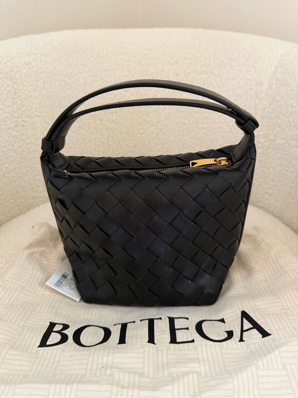 Bottega Veneta Black Intrecciato Mini Bucket Top-Handle Bag